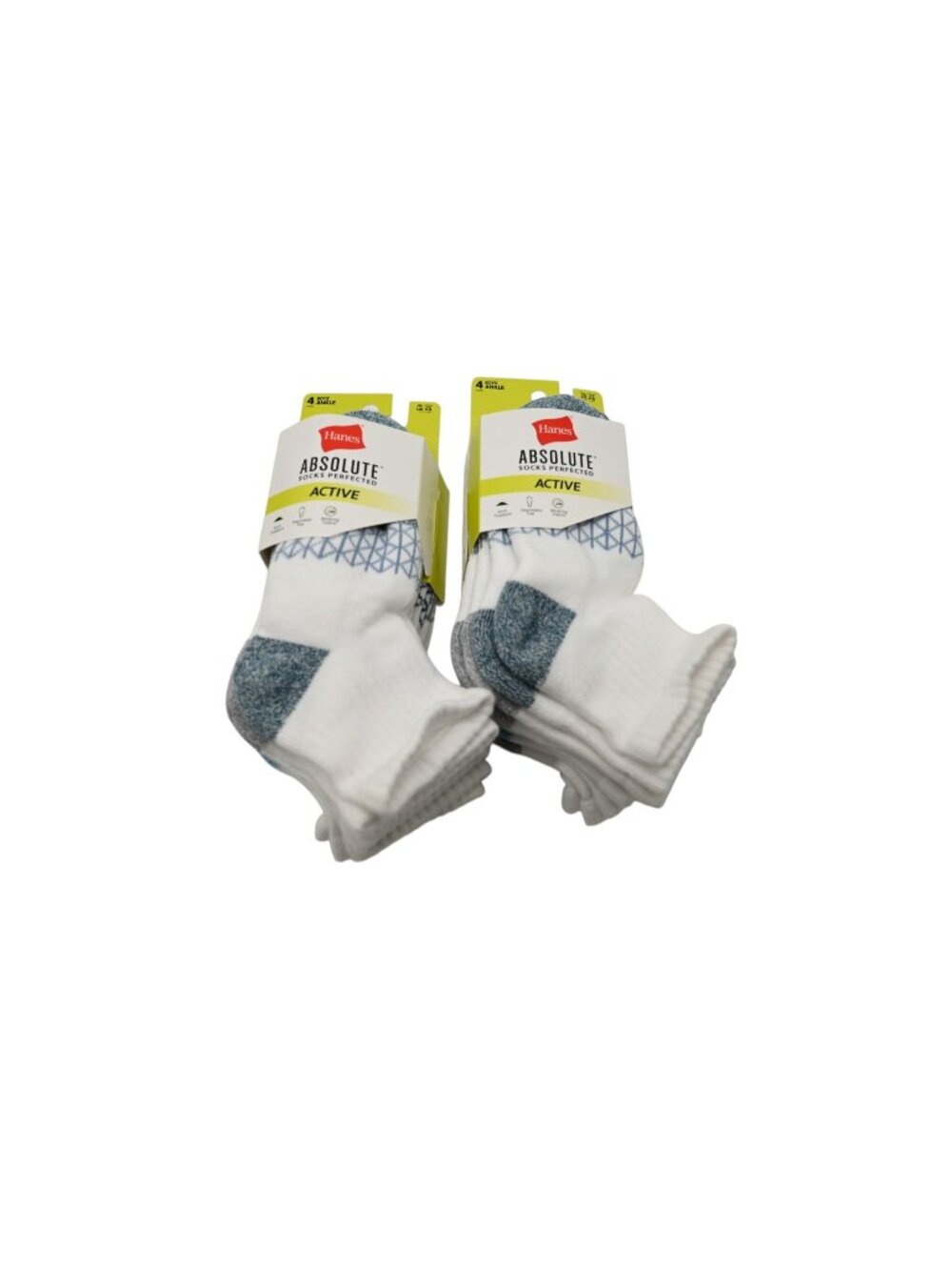 NWT Hanes Lot of 2 4 Pair Ankle Socks Absolute Active Kids Sz 3-7 L White Cotton